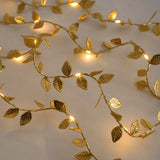 Boxtoday 2M 20LED Golden Leaves String Fairy Lights For Wedding Birthday Party Decoration Home Garden Artificial Plant Garland Vine Light