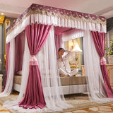 Boxtoday  Palace Mosquito Net with U-shaped Track Frame Romantic Lace Shading Bed Curtain Canopy Nets Three-door Bedcover Home Decoration