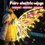 Boxtoday Butterfly Wings with Light Music Electrical Elf Wings Glowing Angel Wing Halloween Dress Up Prop Girls Happy Birthday Party Deco