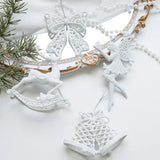 Boxtoday Acrylic Pendant Intricate Glitter Bow Hangings Elegant Snowflake for Window