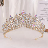 Boxtoday Baroque Pink Crystal Beads Tiara Crown Headwear For Women Girls Wedding Party Princess Bridal Queen Hair Accessories