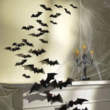 Boxtoday 60/24pcs Halloween Decorations 3D Black Purple Pvc Bat Wall Stickers Halloween Party DIY Decor Bar Room Scary Photos Props Globo