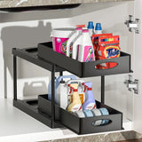 Boxtoday Under Sink Storage Organizer 1 / 2 Tier Drawer Multipurpose Hook Holder Rack Cabinet Bathroom Kitchen Organizer Storage