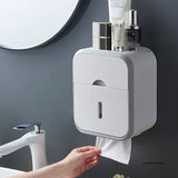 Boxtoday Toilet Paper Holder Box holder Bathroom Rack Waterproof Reel Tissue Storage Box Punch-free Kitchen Bathroom Storage Holder