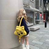 Boxtoday Gift Sweet Cool Star Y2k Backpack Women Harajuku Pu Leather Chic Backpacks Schoolbag Female Vintage Yellow Mochila Aesthetic