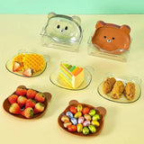 Boxtoday Cartoon Bear Shape Snack Plate Kawaii Plastic Fruits Cake Plates Sushi Sauce Dish Cup Plate Kitchen Tableware Dinnerware