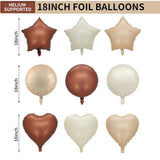 Boxtoday 18inch Cream Heart Foil Balloon Beige Foil Star Round Shape Helium Balloon for Adult Kids Birthday Wedding DIY Party Decorations