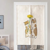 Boxtoday Cat Printed Japanese Door Curtain Living Room Bedroom Partition Cute Animal Curtains Drape Kitchen Entrance Hanging Half-Curtain