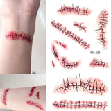 Boxtoday Halloween Horror Wound Stickers Blood Injury Fake Scab Scar Scary Temporary Scar Tattoos Stickers Holiday DIY Party Decorations