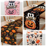 Boxtoday Halloween Pumpkin Ghost Castle Table Runner Happy Halloween Party Decorations For Home Kitchen Dining Spider Web BOO Table Flag