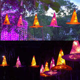 Boxtoday 8/16Pcs Halloween Decoration Waterproof Hanging Witch Hats String light Remote Outdoor Glowing Wizard Hats for Yard Party Decor