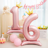 Boxtoday 42inch Crown Decor Pink Aluminum Foil Digital Balloon Number Balloon For Birthday Party Decoration Supplies Girls Birthday Favor