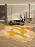 Boxtoday Irregular Creative Carpet Art Yellow Spot Rugs Comfortable Soft Play Living Room Carpets Machine Washable Easy Care Bedroom Rug