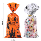 Boxtoday 10/50pcs Halloween Scary Ghost Spider Web Pattern Candy Plastic Treat Cookie Bags Gift Snacks Favor Bag For Halloween Decoras