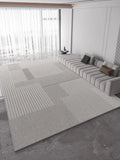 Boxtoday Light Grey Carpet Luxurious Geometric Stripes Living Room Carpets Large Size Decorative Rugs Comfortable Easy Clean Bedroom Rug