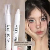 Boxtoday Glitter Highlighter Pen Pearlescent Lying Silkworm Pencil Waterproof Long-lasting Brightening Eyes Stick White Silver Eye Makeup