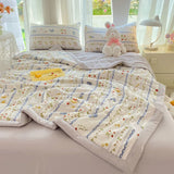 Boxtoday Cool Blanket Double Layered Gauze Summer Quilt With Air Conditioning, Summer Cool Quilt Set Of Four Pieces, Machine Washable