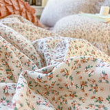 Boxtoday Pure Cotton Double Layer Yarn Lace Ruffles French Vintage Floral Bedding Set Duvet Cover Set Bed Skirt, Bedspread, Pillowcases