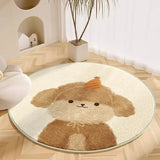 Boxtoday Round Cute Dog Animal Decoration Living Room Carpet Solid Color Cartoon Girl Room Bedside Rug Cloakroom Plush Mat Ковер Tapis 러그