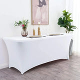 Boxtoday 6FT 8FTSpandex Tablecloth High Stretch Wedding Hotel Birthday Table Cover for 4ft 5ft 6ft 8ft Folding Table Cocktail Tablecloth