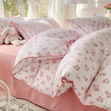 Boxtoday Pastoral Girls Flower Bedding Sets Soft Bed Linen Autumn Winter Quilt Cover Sheet and Pillowcases Simple Bedspread Home Textiles