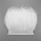 Boxtoday 10Meters Ostrich Feathers on Tape Ribbon 10-15cm 4-6" Fringe Clothes Sewing Trimmings White Trim Dress Skirt Wedding Accessories