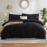 Boxtoday Washed Cotton Duvet Cover Set Black Bedding Sets for Hotel Bedroom Brushed Quilt Cover Pillowcase Flat Sheet Fashion Bed Linen