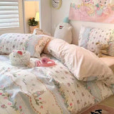 Boxtoday Floral Bedding Set 2025 New No Filler Duvet Cover Flat Sheet Pillowcases Pink Green Twin Queen Size Comforter Cover Set