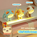 Boxtoday LED Mini Night Light Cute Dog Deer Foldable Desk Lamps Desktop Ornament Book Light Kids Room Bedside Bedroom Decor Holiday Gifts