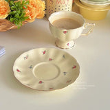 Boxtoday Ceramic Tea Cups Plate Set  Exquisite Afternoon Tea Coffee Cup Cream Color High Beauty Household Mug Birthday Gift 250ml