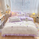 Boxtoday  Floral Cotton Duvet Cover Set with Zipper Cute Rabbit Bedding Sets for Kids Men & Women Cartoon Reversible Comforter Covers