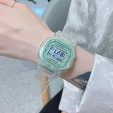 Boxtoday Transparent Digital Watch Square Women Watches Waterproof Sports Electronic Wrist Clock Watch Reloj Mujer Clocks Dropshipping