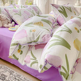 Boxtoday INS Floral Bedding Set for Kids Adults Leaves Flower Duvet Cover Fresh Botanical Pillowcases Soft Washed Cotton Home Textiles