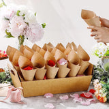 Boxtoday 30pcs Kraft Paper Wedding Confetti Cones DIY Fake Flower Holder Wedding Paper Cone Gift Wrapping Paper Wedding Party Decor