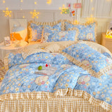 Boxtoday Lace Style Bed Linen Set Brushed Bed Sheets Sets Printed Quilt Cover Pillowcase Bed Skirt постельное бельё набор Bedding Sets