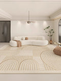 Boxtoday Golden Beige Minimalist Living Room Carpet Lines Artistic Solid Carpets Bedroom Easy Clean Rug Large Size Customizable Party Rug