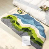 Boxtoday Super Soft Bedside Carpet Irregular Moss Pattern Anti-Slip Fluffy Bathroom Mats Absorbent Kitchen Floor Rug Shaggy Carpet Home