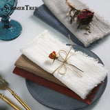 Boxtoday 20PCS Cloth Napkins Cotton Gauze Retro Burr Rustic Kitchen Tea Towel Wedding Party Dinner Christmas Napkin Table Decoration