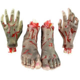 Boxtoday 1 Pair Halloween Severed Hands Feet Set Scary Bloody Broken Body Parts Halloween Props Decor Broken Severed Hand Foot Prop Party