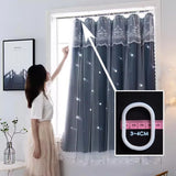 Boxtoday Star Curtain Blackout Partition Window Hanging ring for Bedroom Living room With gauze pink Simple Decor curtain