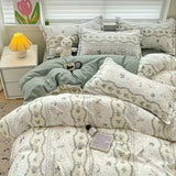 Boxtoday Floral Bedding Set 2025 New No Filler Duvet Cover Flat Sheet Pillowcases Pink Green Twin Queen Size Comforter Cover Set