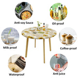 Boxtoday Table Cloth Waterproof Cover PVC Waterproof OilProof Flannel Backed Elastic Edged Round Table Cover for Wedding Party Home Decor