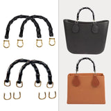 Boxtoday Tote Handle Woven Bag Accessory Woven Bag Handle Imitate Bamboo Bag Strap Box Handle Plastic Bag Handle With D Buckle DIY Black