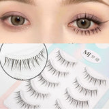 Boxtoday New 5 Pairs Korean Style False Eyelash 3D Transparent Stem Manga Eyelash Natural Eye Makeup Eyelashes Supplies Wholesale