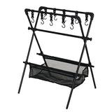 Boxtoday Camping Triangle Shelf Aluminum Alloy Folding Double-Layer Large Capacity with Hook Net Bag Outdoor Glamping Picnic Hanging Rack