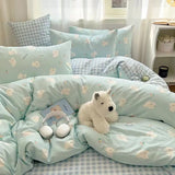 Boxtoday Ins Bedding Set with Duvet Cover Flat Sheet Pillowcases No Filler Full Queen Size Cute Girls Boys Home BedSpread