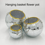 Boxtoday 1PC Disco Ball Creative Round Flowerpot Hanging Basket Plastic Glass Mirror Plant Planting Pot Succulent Slivery