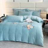 Boxtoday Winter Warm Bedding Set No Comforter Soft Milk Velvet Duvet Cover Flat Sheet Pillowcase Thick Embroidered Queen Size Bedspread