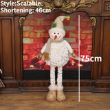 Boxtoday 48cm -75cm Printed Fabric Plush Scalable Snowman Doll Christmas Family Party Decorative Ornaments Happy 2024 New Year