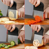 Boxtoday Stainless Steel Potato Clip Slicer French Fries Makers Vegetable Fruit Crinkle Wavy Knife Cutter Chopper Kitchen Vegetable Tools